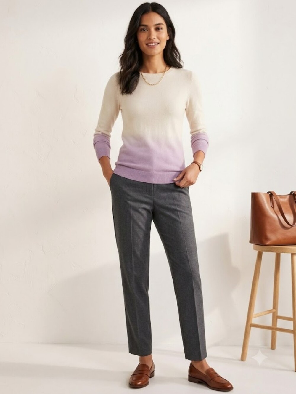 BODEN Dip Dye Ombré 100% Cashmere Sweater Pullover Minimalist Chic LIKE NEW